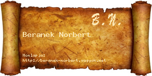 Beranek Norbert névjegykártya